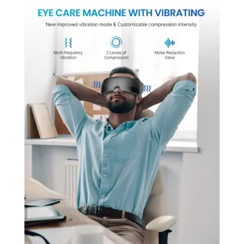 RENPHO Eyeris View acu masāžas ierīce ar siltumu, kompresiju, vibrāciju, Bluetooth, USB-C, saliekama, pelēka