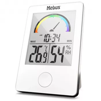 MEBUS 11130 Thermo-Hygrometer White - digitālais temperatūras un mitruma monitors ar LCD displeju
