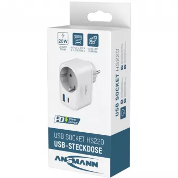 ANSMANN USB Lādētājs HS220 20W USB-C Power Delivery 3.0 Balts