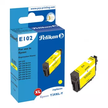 Pelikan E102 saderīga tintes kasetne dzeltena High (XL) raža Epson XP-450 XP-440 XP-430 XP-350 XP-340 XP-330 XP-250 XP-240 XP-235 1 gab.