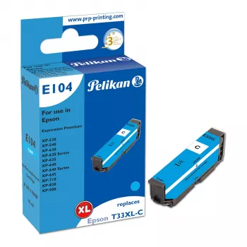 Pelikan E104 saderīga tintes kasetne ciāna High Yield (XL) Epson XP-530 XP-540 XP-630 XP-635 XP-640 XP-645 XP-710 XP-830 XP-900