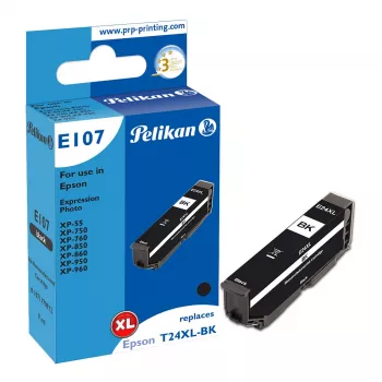 Pelikan E107 saderīga tintes kasetne Melna High Yield (XL) Epson Expression Photo XP-55/XP-750/XP-760/XP-850/XP-860/XP-950/XP-960 (aizstāj Epson 27XL) - 1 iepakojums
