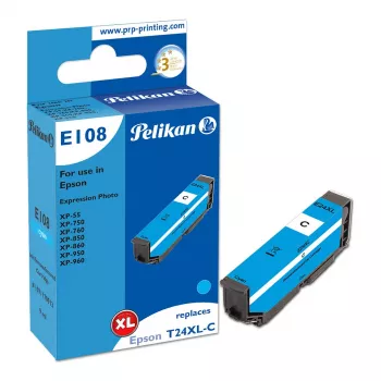 Pelikan E108 saderīga tintes kasetne Cyan High Yield (XL) Epson Expression Photo XP-55/XP-750/XP-760/XP-850/XP-860/XP-950/XP-960 - 1 iepakojums