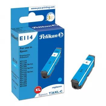 Pelikan E114 saderīga tintes kasetne ciāna High Yield (XL) Epson Expression Premium XP-510, XP-520, XP-600 Series, XP-700 Series, XP-800 Series