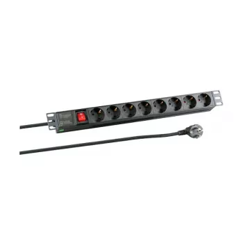 EFB Electronics EK631DE.2 19 inch 1U strāvas sadalītājs (8× Schuko, CEE 7/7 ieeja)