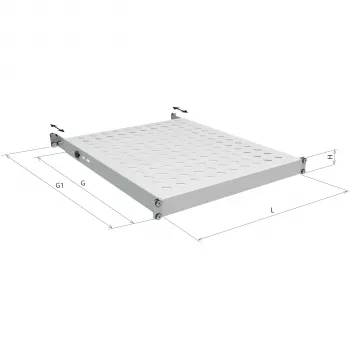 EFB Electronics 19 inch 1U fiksēts plaukts, uzstādīšanas dziļums 750-850 mm, kravnesība 120 kg, skapja dziļums 1000 mm, RAL 7035 gaiši pelēks