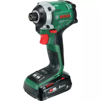 BOSCH UniversalImpactDrive 18V-210 Bezvadu Triecienskrūvgriezis (18V, 2.0Ah, Li-Ion, 1/4 collu Hex, 210 Nm, 3400 apgr./min, Uzglabāšanas kaste, POWER FOR ALL ALLIANCE)
