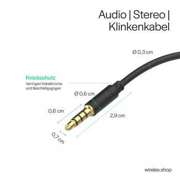 ShiverPeaks Audio 3,5mm Jack Cable Mini Jack - 1,5m - Melns
