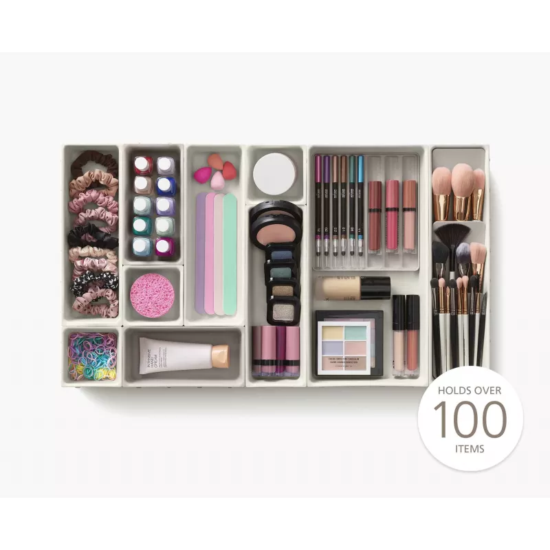 Joseph Joseph Viva 12-Piece Makeup Drawer Organiser Set - Grey/Translucent