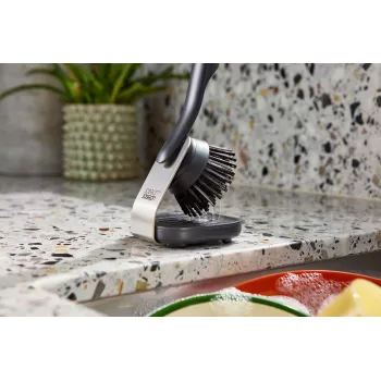 Joseph Joseph SinkTech Washing Up Brush ar tērauda statīvu - Pelēks/Sudrabs