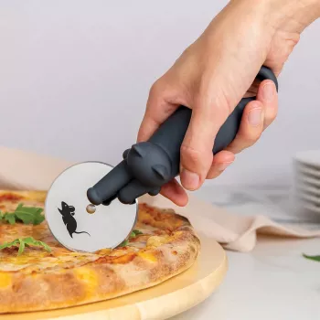 OTOTO Kitty Cut Pizza Cutter - Black & White Cat Design