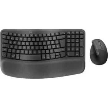 Logitech Wave Keys un Lift Combo - Bezvadu ergonomiskā tastatūra un pele - Bluetooth LE, 2,4 GHz - QWERTY - Nordic Layout - Graphite