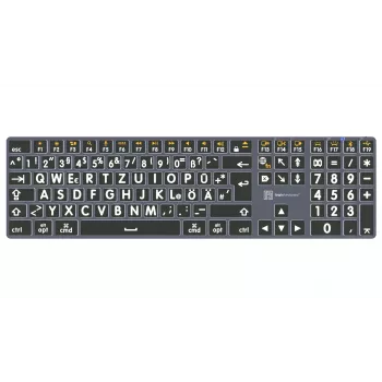 LogicKeyboard XL-Print Titan White on Black DE (Mac) - German QWERTZ Layout