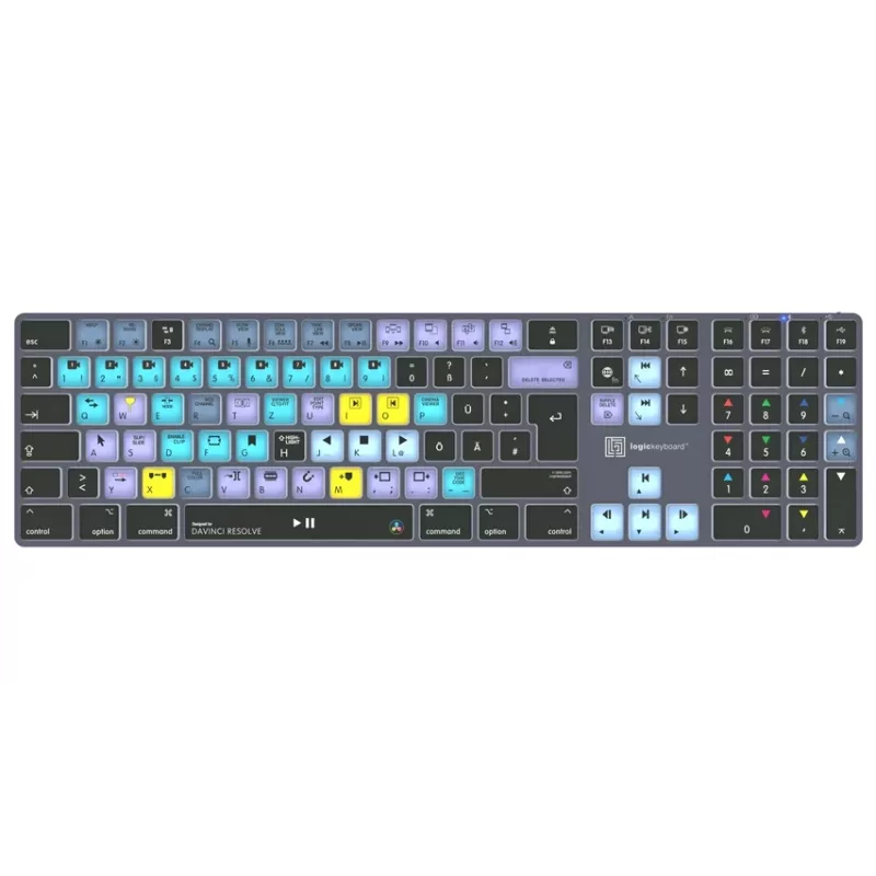 Logickeyboard DaVinci Resolve Classic Titan DE (Mac) - German Layout, Wired USB, Backlit Editing Keyboard