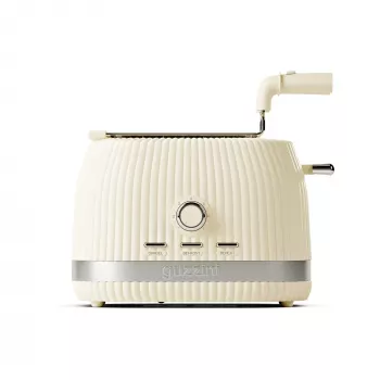 Guzzini Sous Chef Toaster with Foldable Tongs, Cream, 800 W, 2 Slices, Bio-Based Material