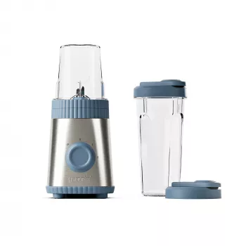 Guzzini Sous Chef Mobile Mixer ON-THE-GO, Navy Blue - Compact Blender with 2 Cups