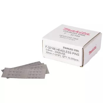 Makita F-32168 Nerūsējošā tērauda tapu naglas 0.6 x 30 mm 10000 gab. 23 Gauge bezgalviņas
