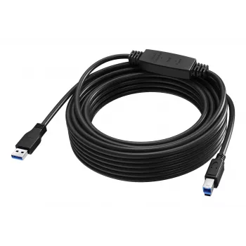 VISION 10 m USB 3.0 Active Extension Cable - Nickel-Plated Connectors - 5 Gbps - USB A to USB B - Black