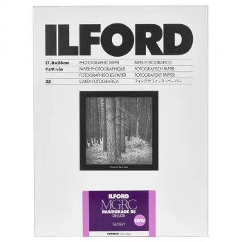 ILFORD MG RC Deluxe 18x24 cm Glancēta Mainīga Kontrasta Melnbaltā Fotopapīra, 25 loksnes