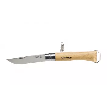 Opinel Kabatas Nazis Nr. 10 ar Korķviļķi - Sandvik 12C27 Nerūsējošā Tērauda Asmens, Dižskābarža Roks, Virobloc Drošības Gredzens, Yatagan Asmens, 10 cm Asmens, 23 cm Atvērts, 13 cm Aizvērts