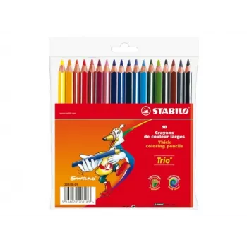 STABILO Trio krāsu zīmuļi, 4.2 mm, dažādās krāsās, 18 gab.