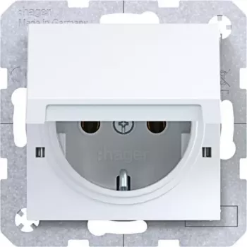 Hager WAS1112WG Schuko kontaktligzda Axcent/Cenit sērijai, baltā spīdīgā, IP44