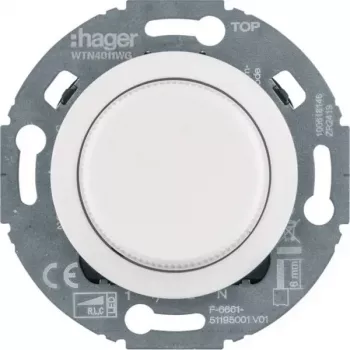 Hager WTN4011WG Universālais rotācijas dimmeris ar centrālo daļu, System 1930/Glas, balts, iemontējams, R L C LED