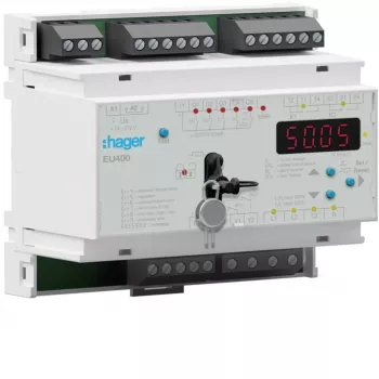 Hager EU400 tīkla aizsardzības relejs NA aizsardzībai VDE AR-N 4105 24 V AC/DC