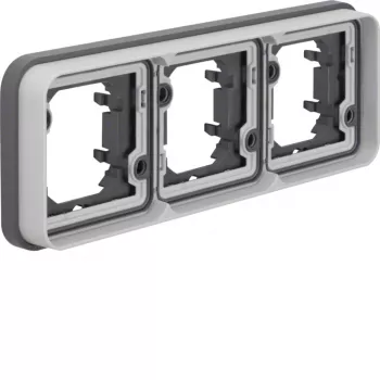 Hager W.1 WNA403 3-Gang Flush-Mounted Frame Horizontal IP55 Grey