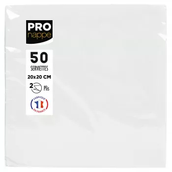 PROnappe Paper Napkins White 2-Ply 20 x 20 cm 50 Pieces