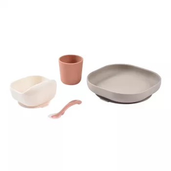 Beaba Silicone Baby Meal Set with Suction Base Terracotta (913602)
