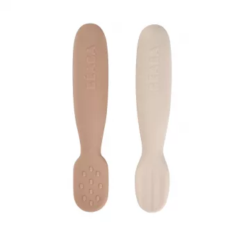 Beaba Set of 2 Silicone First Spoons-Teethers Praline/Clay
