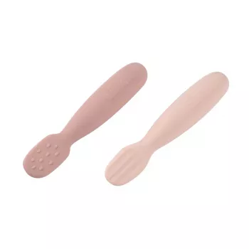 Beaba Set of 2 Silicone First Spoons & Teethers Cotton Candy/Sorbet