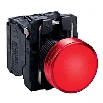 Schneider Electric XB5AVB4 apgaismota spiedpoga, 22 mm, 24 V AC/DC, sarkana LED, 1 NO, IP66