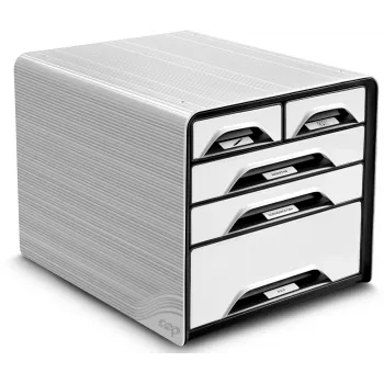 CEP Office Solution Smoove Drawer Box Black/White DIN A4 ar 5 atvilktnēm