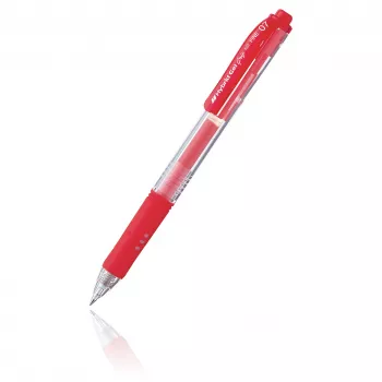 Pentel Hybrid Gel Grip izvelkamā gēla pildspalva - sarkana - 0,7 mm vidējs gals - caurspīdīgs korpuss - metāla klipsis