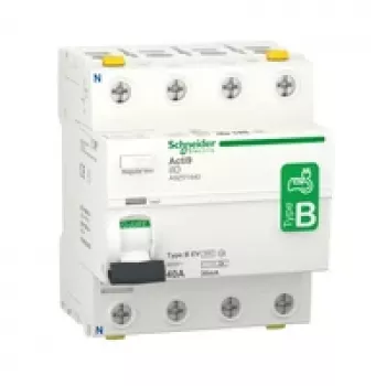 Schneider Electric A9Z51440 Noplūdes strāvas aizsardzības slēdzis 4P 40A Type B-EV elektromobiļu uzlādes stacijām