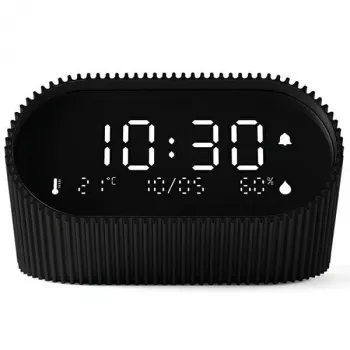 Lexon Ray Clock modinātājpulkstenis ar temperatūras un mitruma sensoru, melns