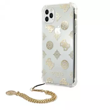 Guess GUHCN58KSPEGO Cietais vāciņš Apple iPhone 11 Pro 5,8 inch Gold Peony Chain Collection