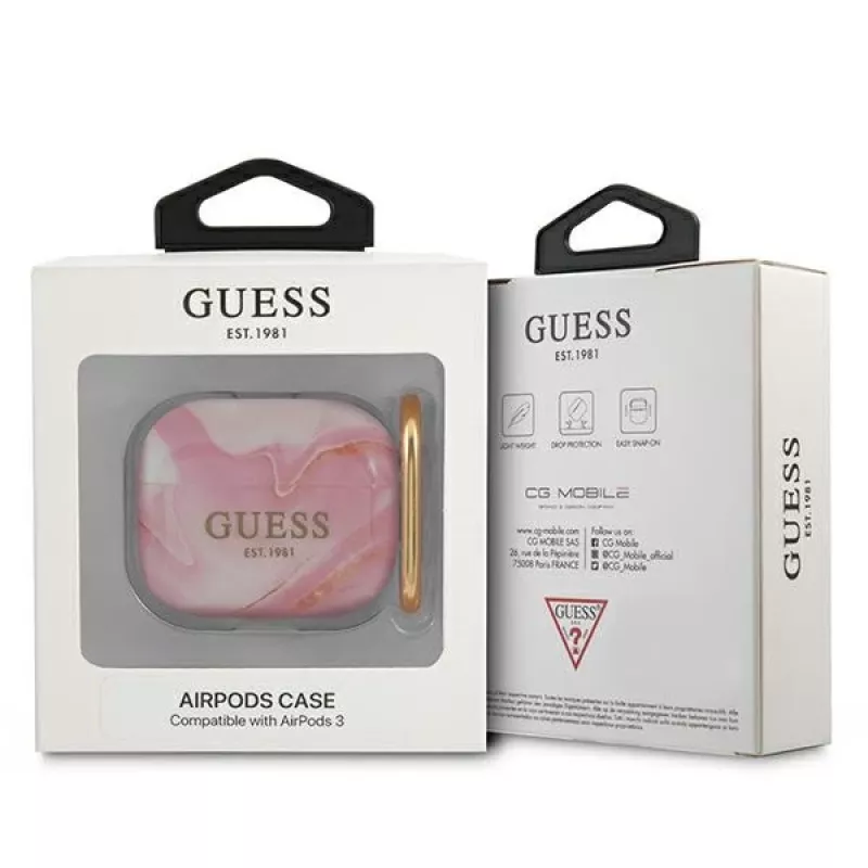 Guess GUA3UNMP AirPods 3 vāciņš Pink Marble Collection