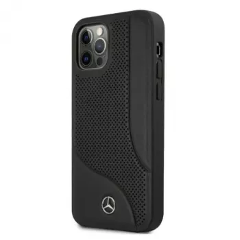 Mercedes-Benz iPhone 12 Pro Max 6,7 inch Black Hard Case Leather Perforated Area