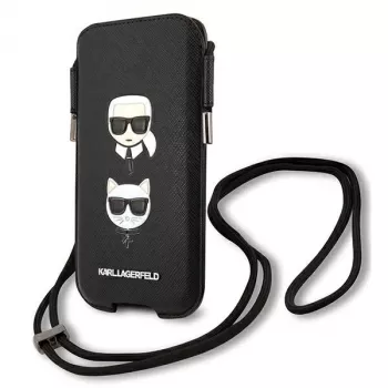 Karl Lagerfeld Ikonik Karl & Choupette Head Hard Case for iPhone 12 / 12 Pro 6,1 inch - Black