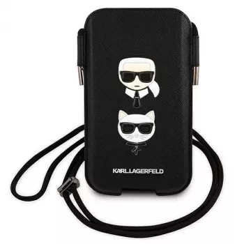 Karl Lagerfeld Ikonik Karl & Choupette Head Hard Case for iPhone 12 / 12 Pro 6,1 inch - Black