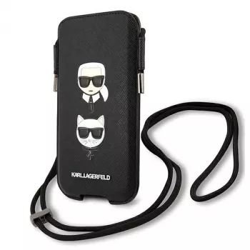 Karl Lagerfeld Ikonik Karl & Choupette Head Saffiano Hard Case Apple iPhone 12 Pro Max 6,7 inch Melns