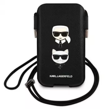 Karl Lagerfeld Ikonik Karl & Choupette Head Saffiano Hard Case Apple iPhone 12 Pro Max 6,7 inch Melns