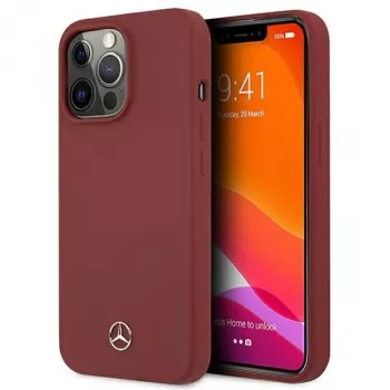 MERCEDES-BENZ MEHCP13LSILRE Silicone Line Hard Case iPhone 13 Pro / 13 6,1 inch sarkans