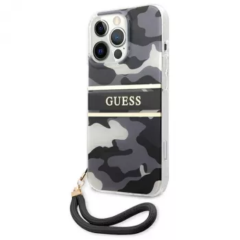 Guess GUHCP13LKCABBK Cietais vāciņš iPhone 13 Pro / 13 6,1 inch Melns Camo Strap Collection