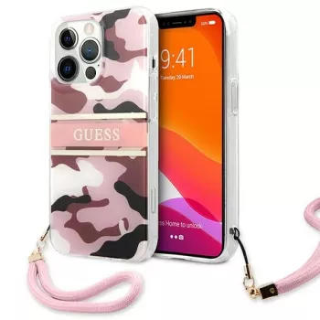 Guess Camo Strap Collection cietais vāciņš Apple iPhone 13 Pro / iPhone 13, rozā
