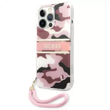Guess Camo Strap Collection cietais vāciņš Apple iPhone 13 Pro / iPhone 13, rozā