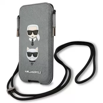 Karl Lagerfeld Ikonik Saffiano Hard Case Apple iPhone 12 / 12 Pro 6,1 inch Pelēks